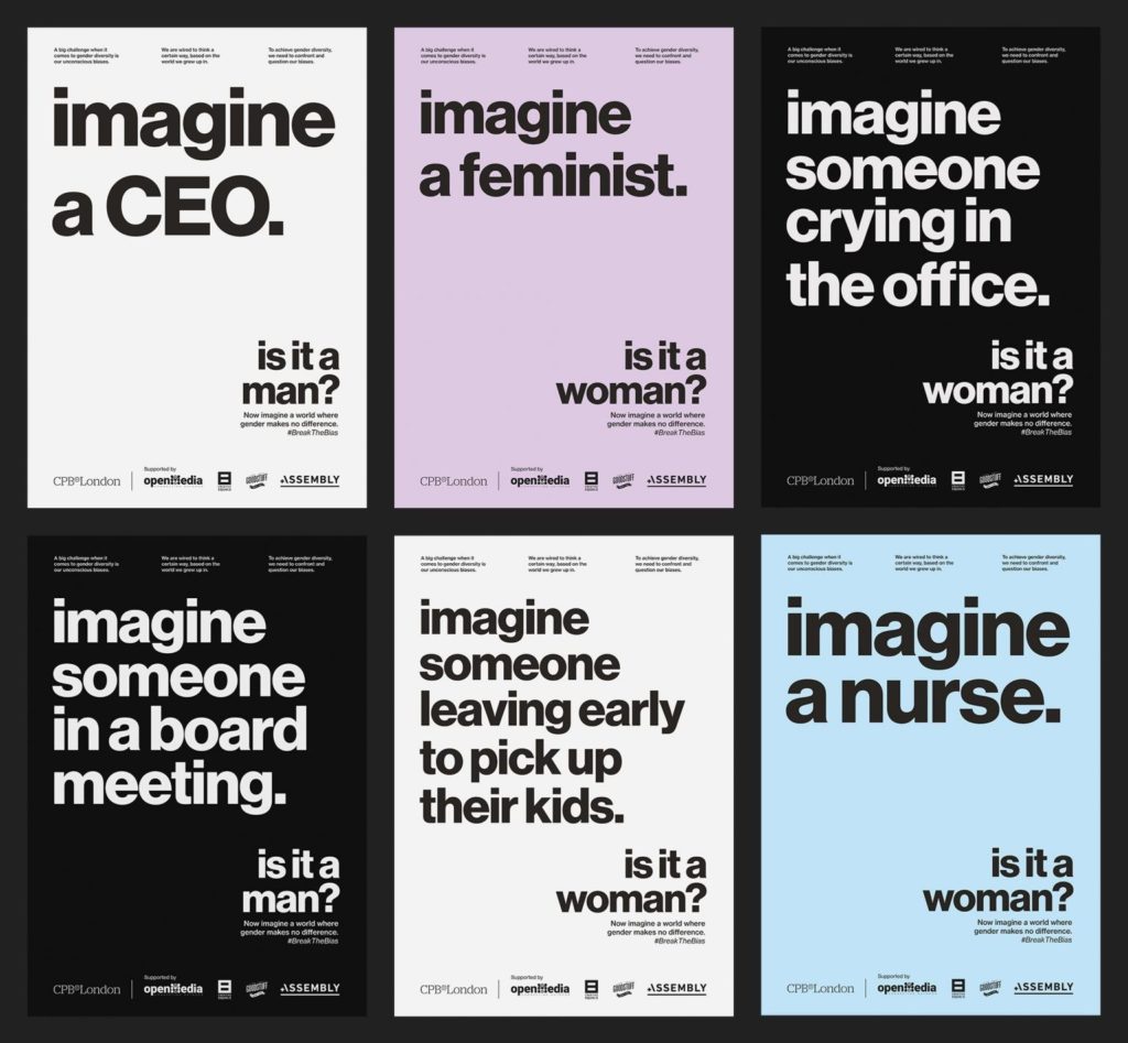 Una serie di poster invita il pubblico a immaginare per rompere gli stereotipi